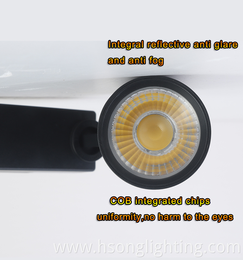 30W high lumen led track spot light 2/3 wires Mounted Spotlights Magnetic COB Led Track light for commercial lighting